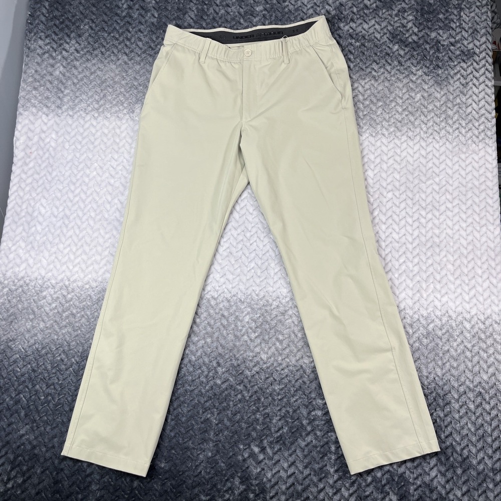 Under Armour Drive Pants Mens 36x32 Beige Golf Athletic Stretch UA Chino